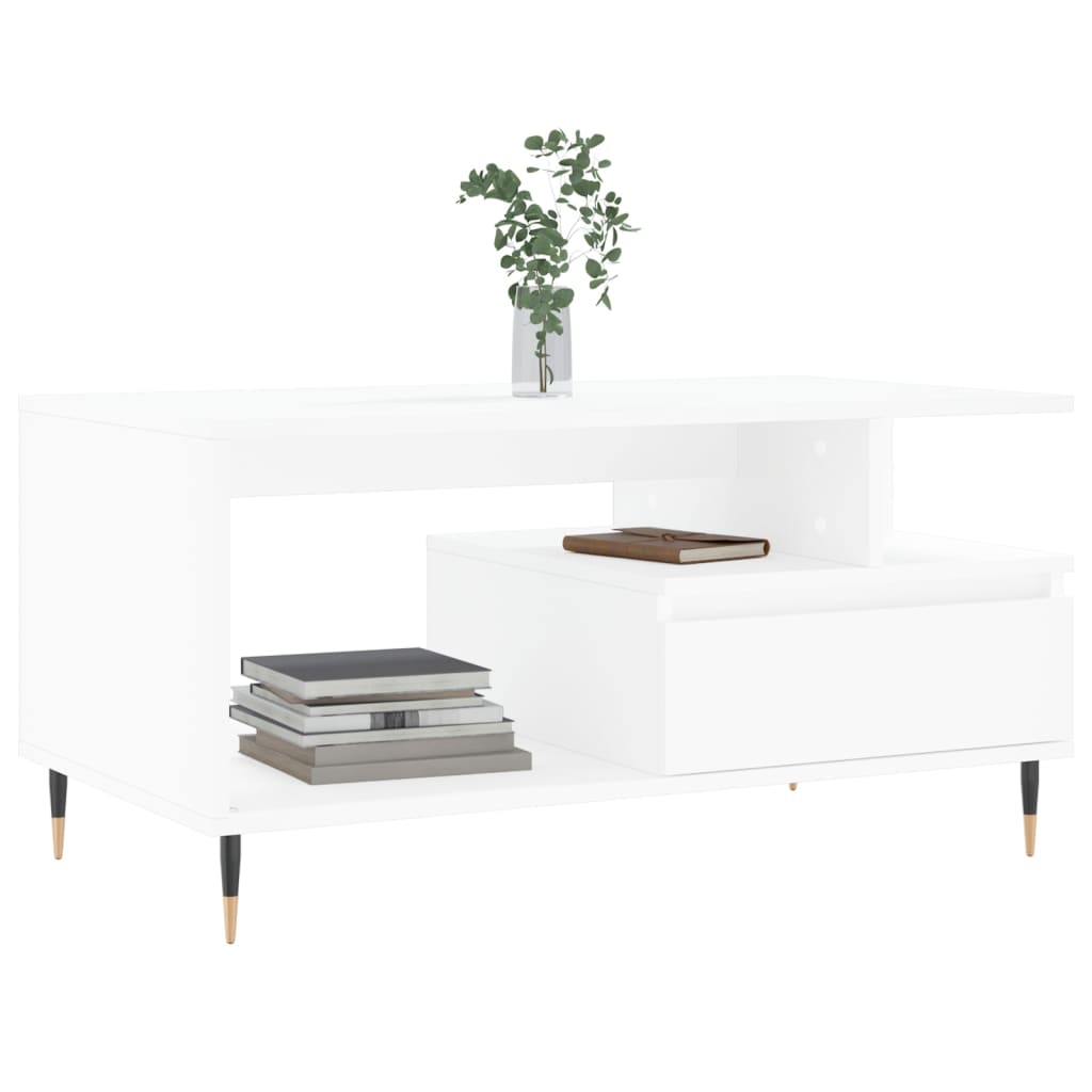 Salongbord hvit 90x49x45 cm konstruert tre