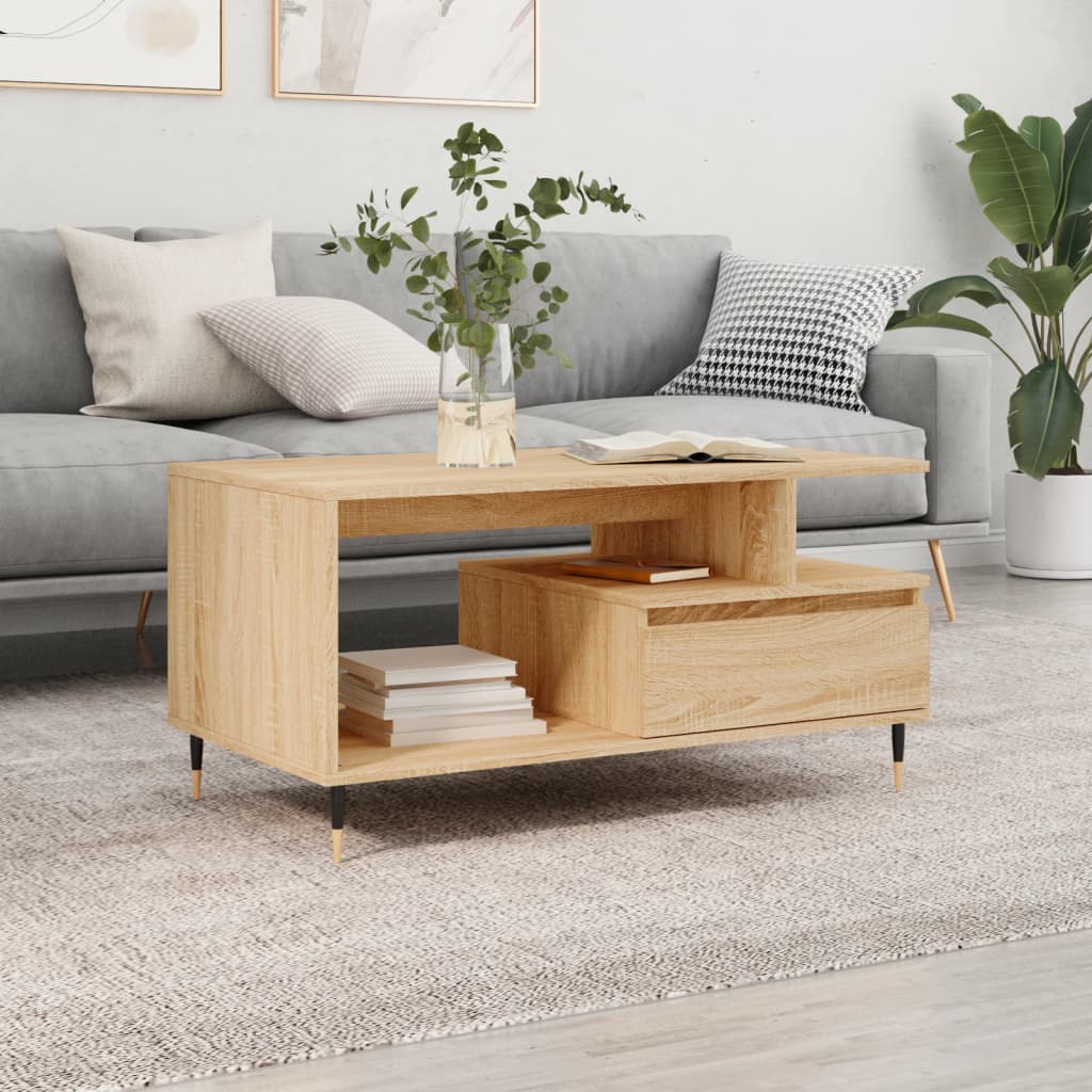 Salongbord sonoma eik 90x49x45 cm konstruert tre