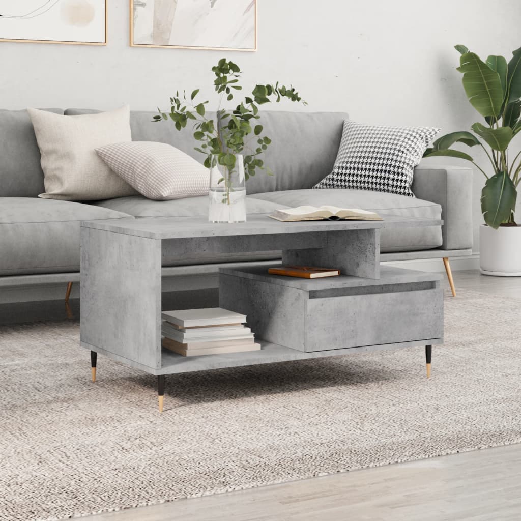 Salongbord betonggrå 90x49x45 cm konstruert tre