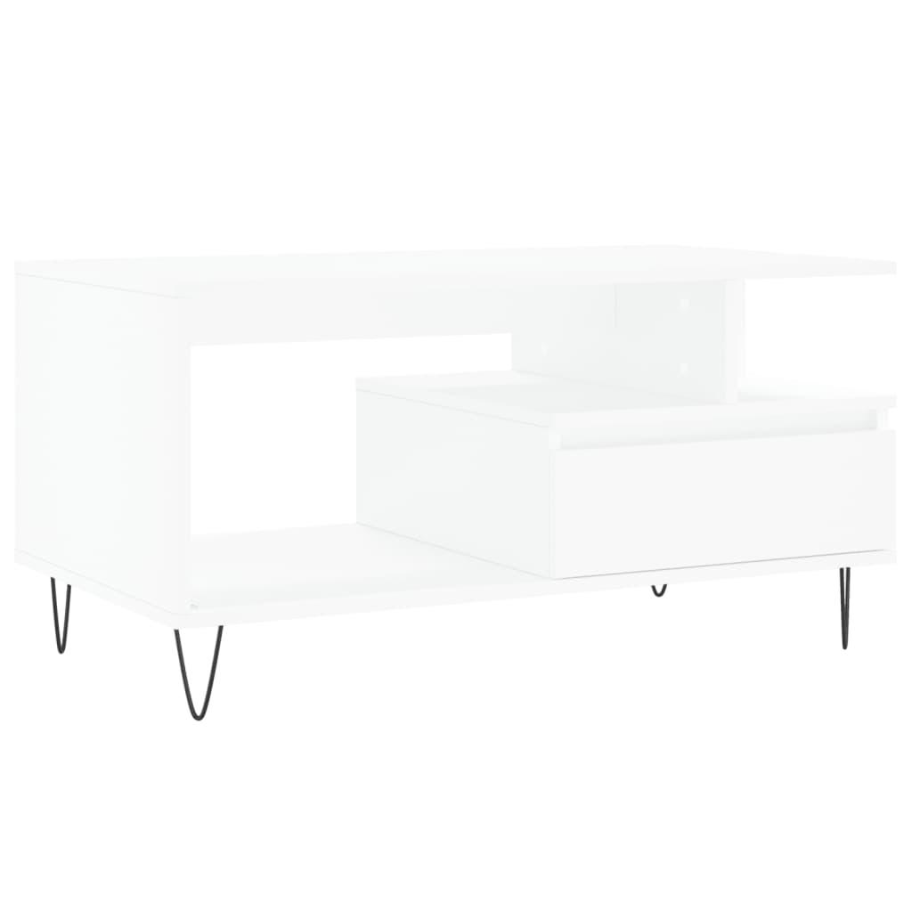 Salongbord hvit 90x49x45 cm konstruert tre