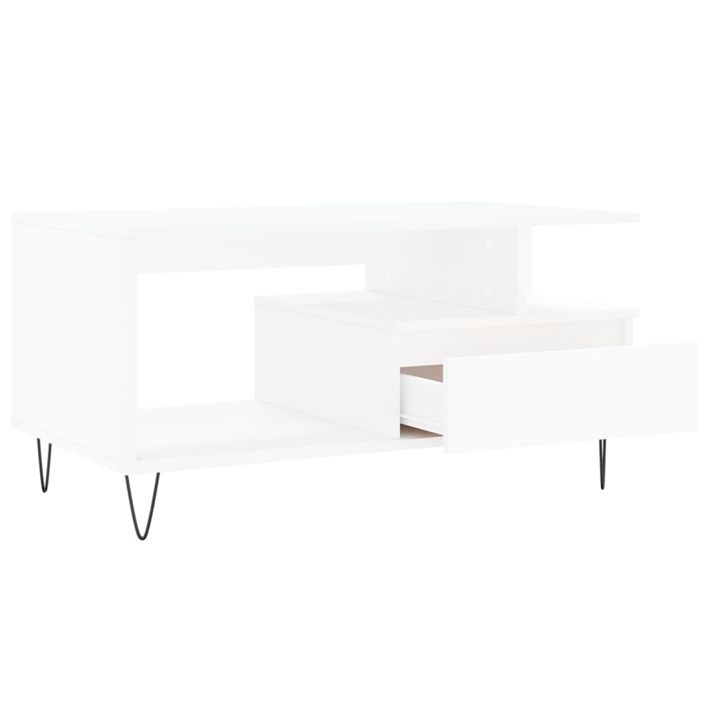 Salongbord hvit 90x49x45 cm konstruert tre