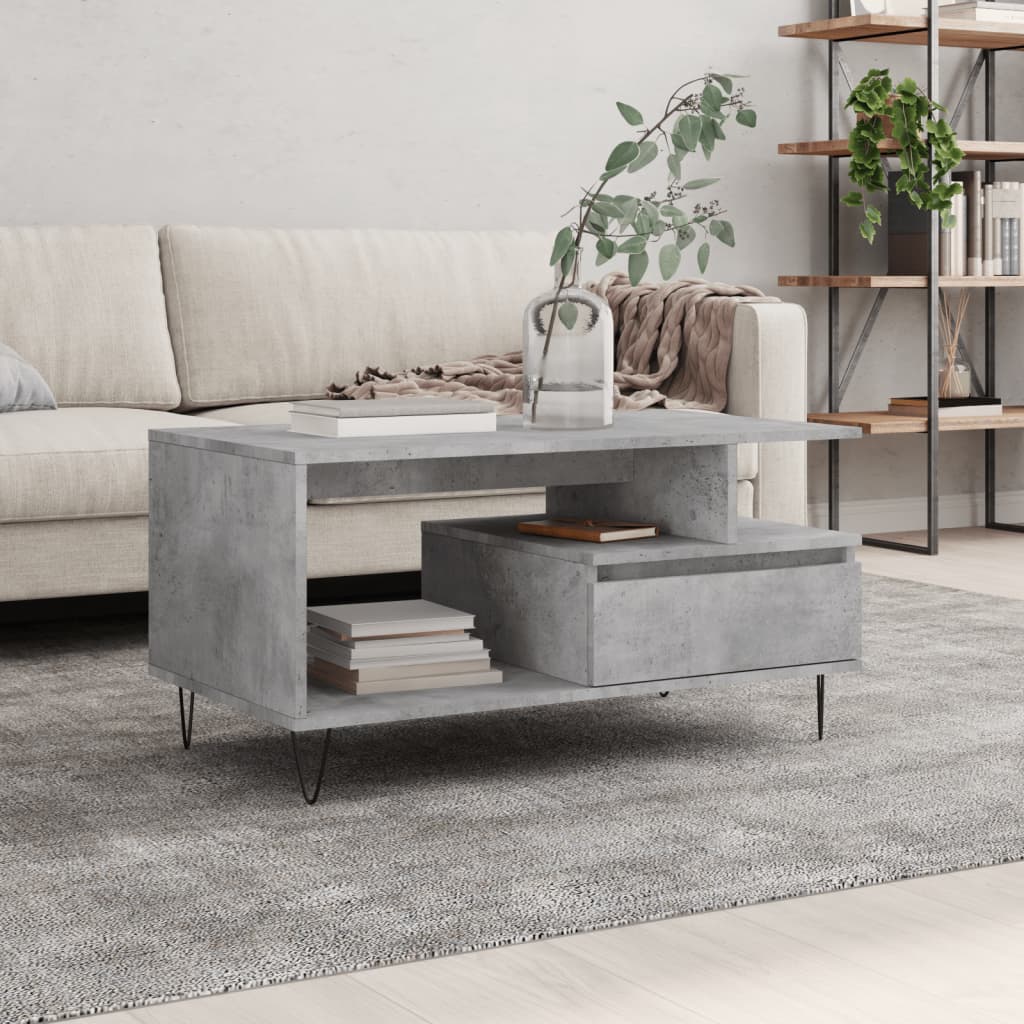 Salongbord betonggrå 90x49x45 cm konstruert tre
