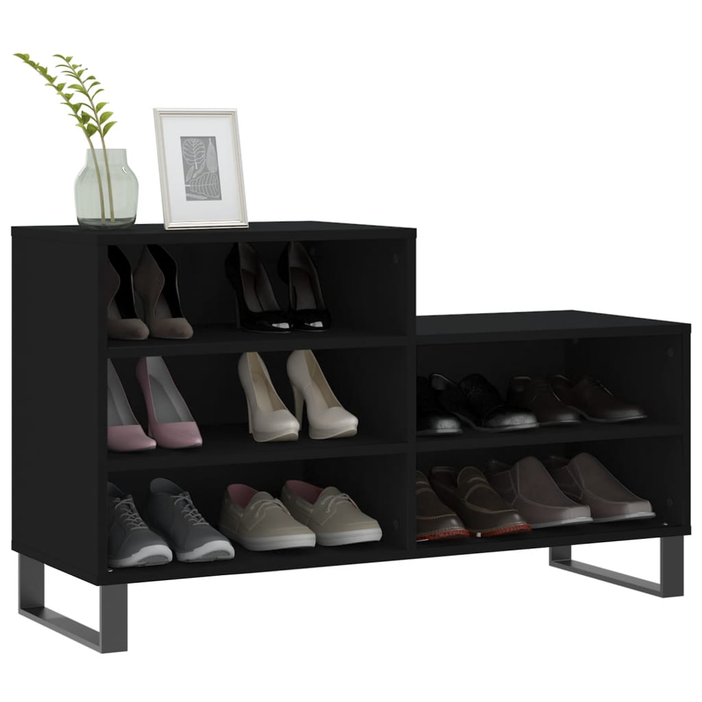 Skoskap svart 102x36x60 cm konstruert tre