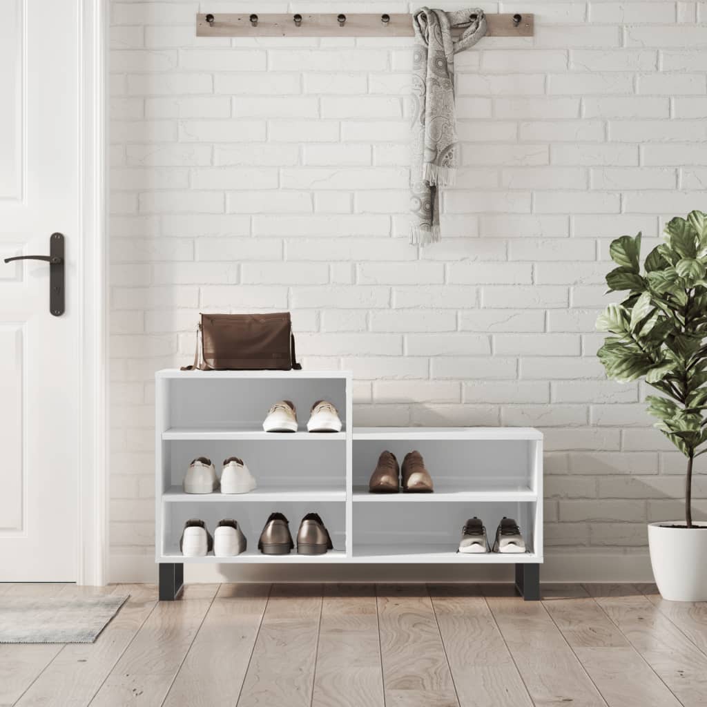 Skoskap høyglans hvit 102x36x60 cm konstruert tre