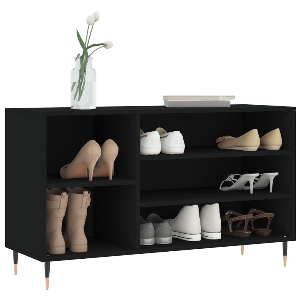 Skoskap svart 102x36x60 cm konstruert tre