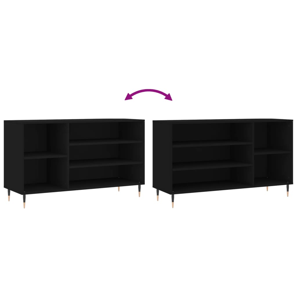 Skoskap svart 102x36x60 cm konstruert tre