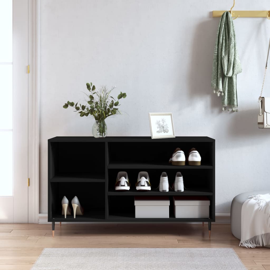 Skoskap svart 102x36x60 cm konstruert tre