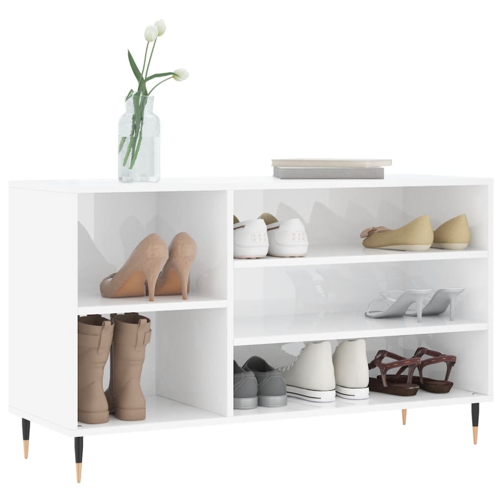 Skoskap høyglans hvit 102x36x60 cm konstruert tre