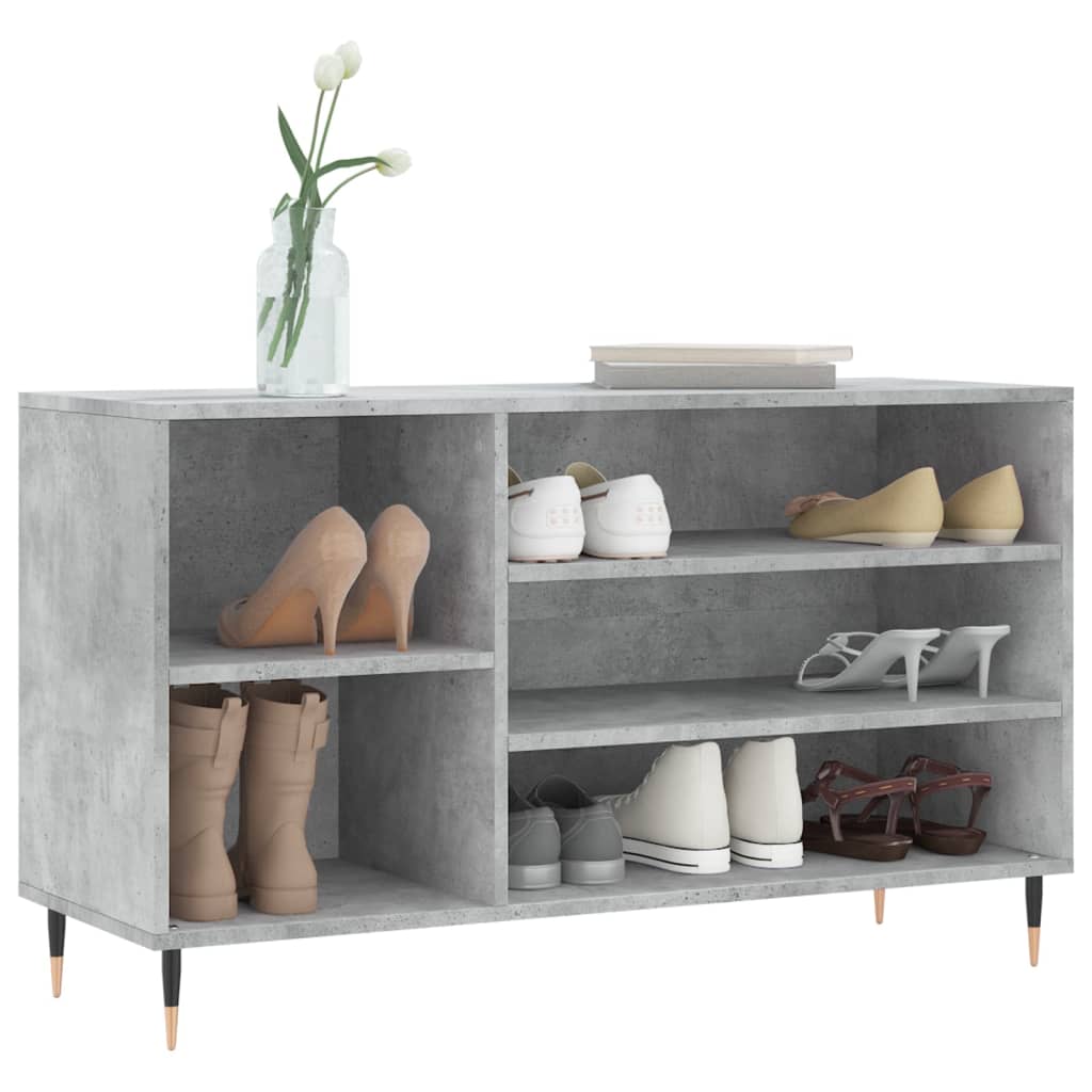 Skoskap betonggrå 102x36x60 cm konstruert tre