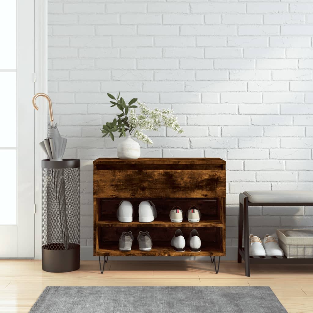 Skoskap røkt eik 70x36x60 cm konstruert tre vidaXL