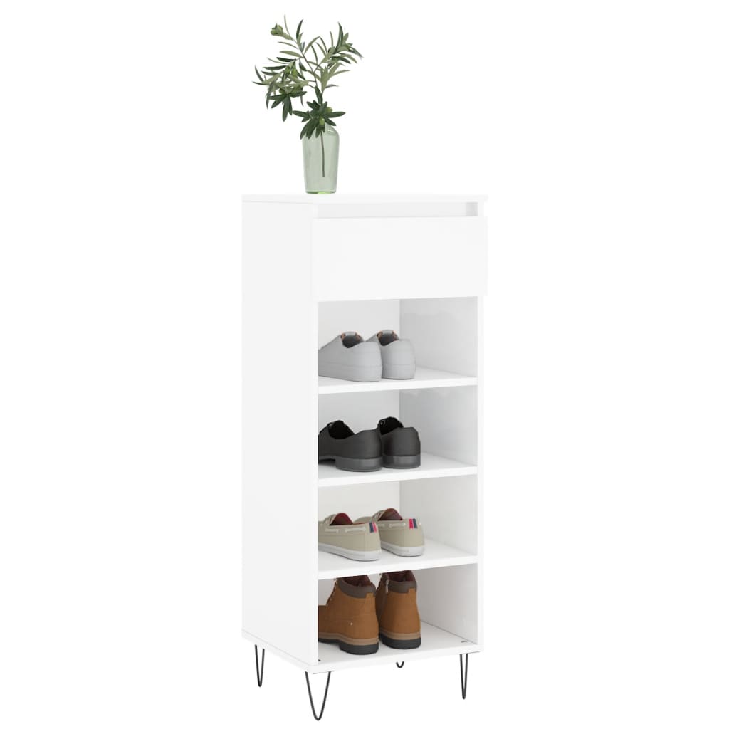 Skoskap høyglans hvit 40x36x105 cm konstruert tre