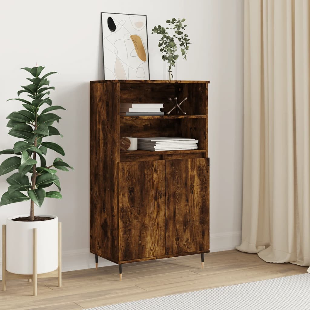 Highboard røkt eik 60x36x110 cm konstruert tre