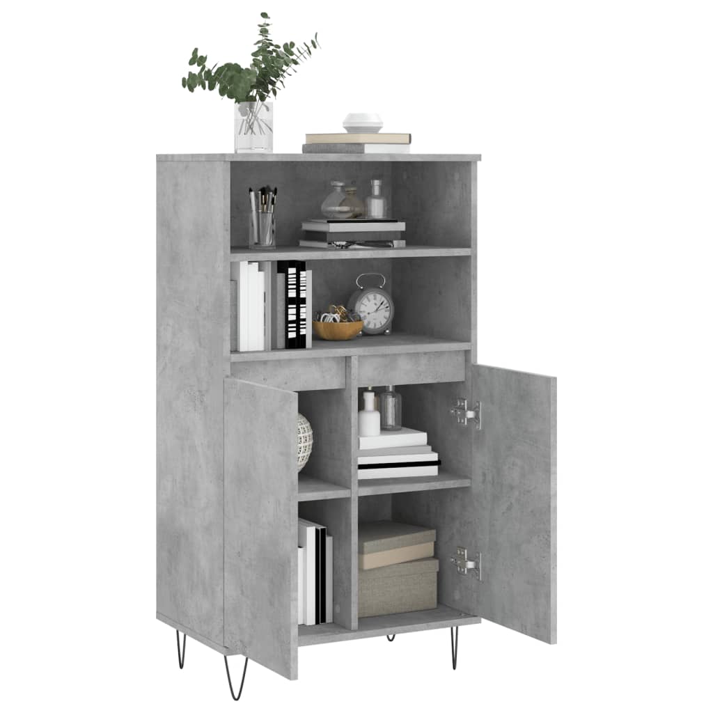 Highboard betonggrå 60x36x110 cm konstruert tre