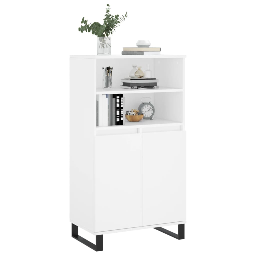 Highboard hvit 60x36x110 cm konstruert tre