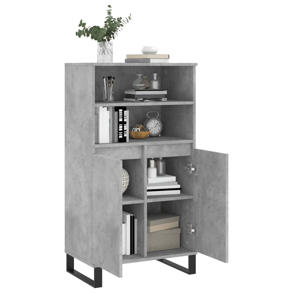 Highboard betonggrå 60x36x110 cm konstruert tre