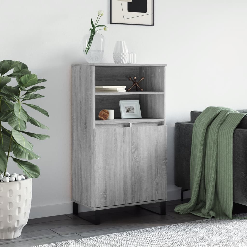Highboard grå sonoma 60x36x110 cm konstruert tre