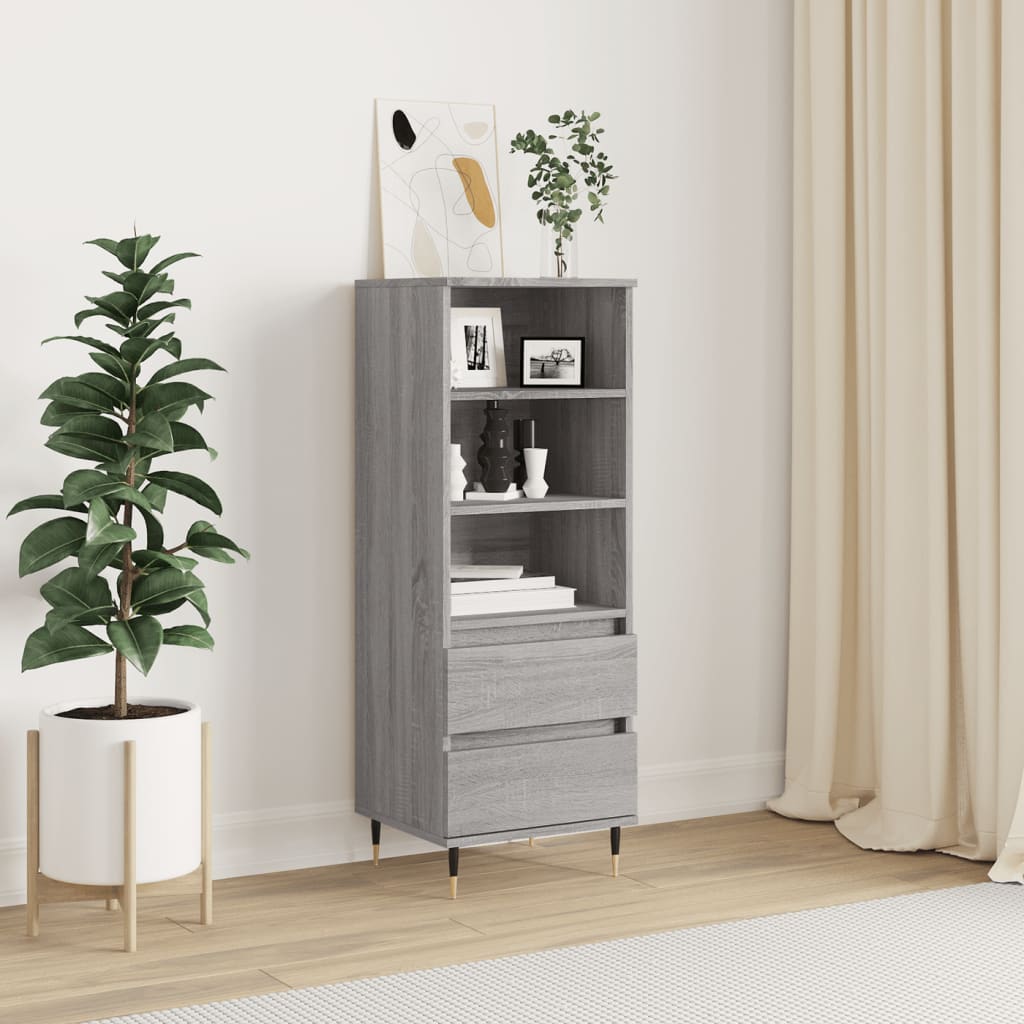 Highboard grå sonoma 40x36x110 cm konstruert tre