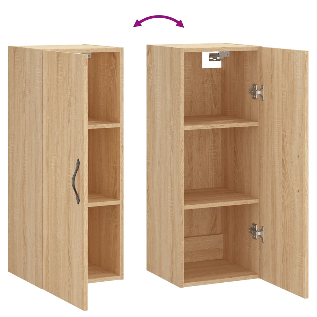 Veggmontert skap sonoma eik 34,5x34x90 cm konstruert tre
