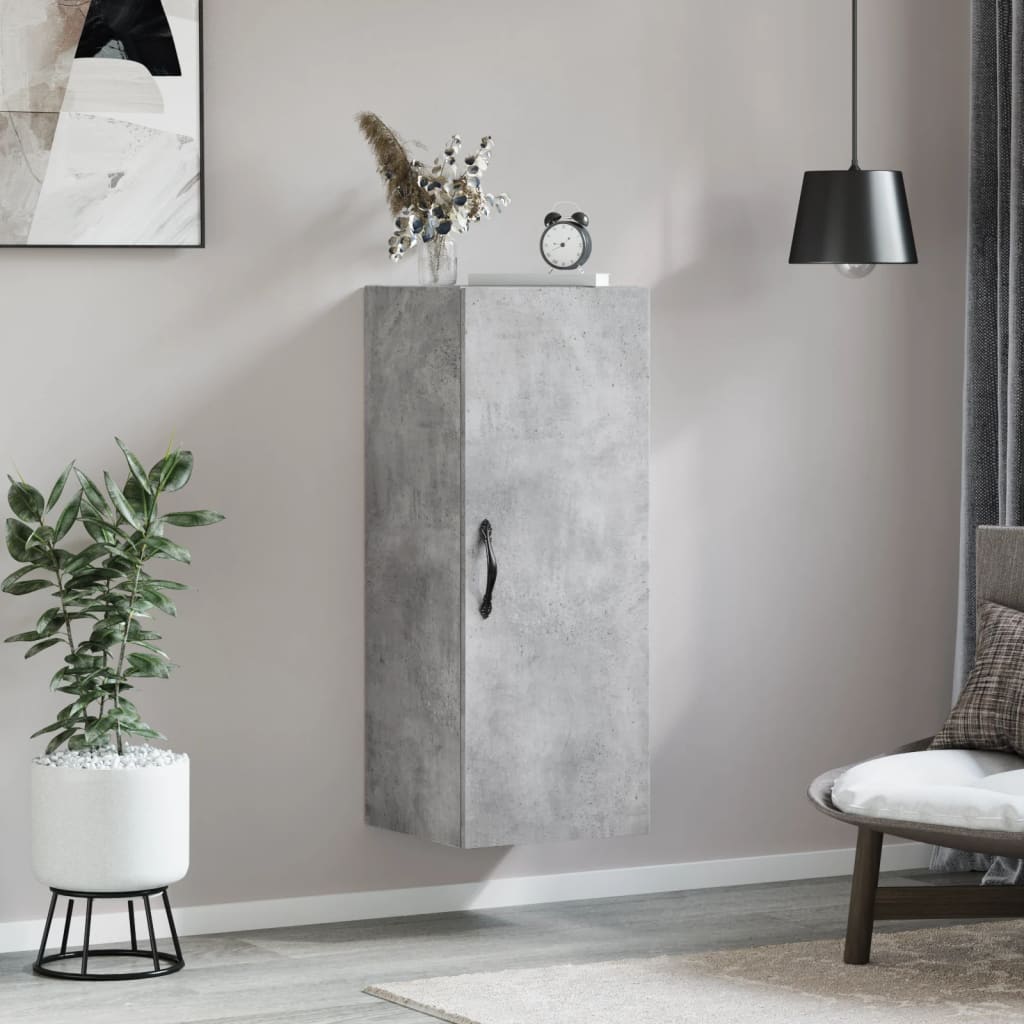 Veggskap betonggrå 34,5x34x90 cm konstruert tre