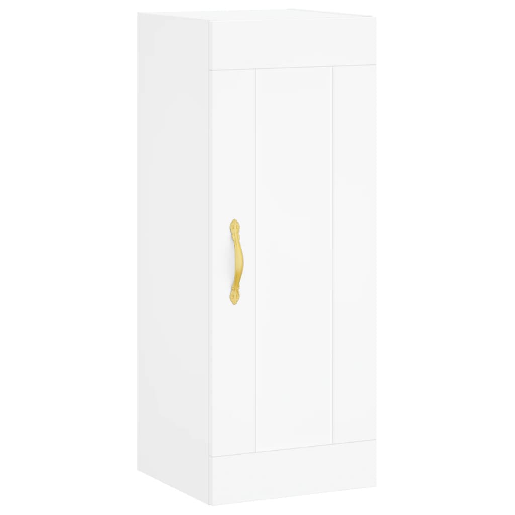 Veggmontert skap hvit 34,5x34x90 cm konstruert tre
