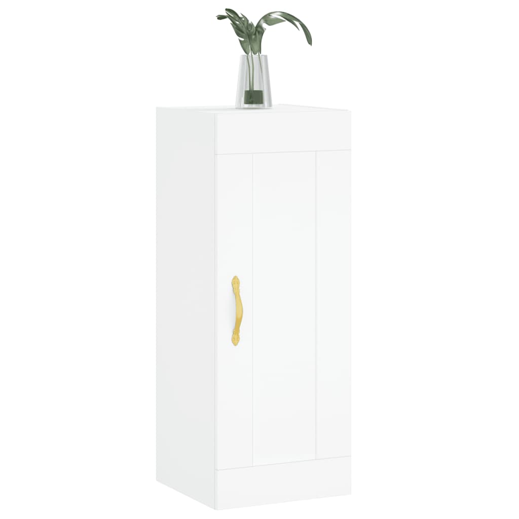 Veggmontert skap hvit 34,5x34x90 cm konstruert tre