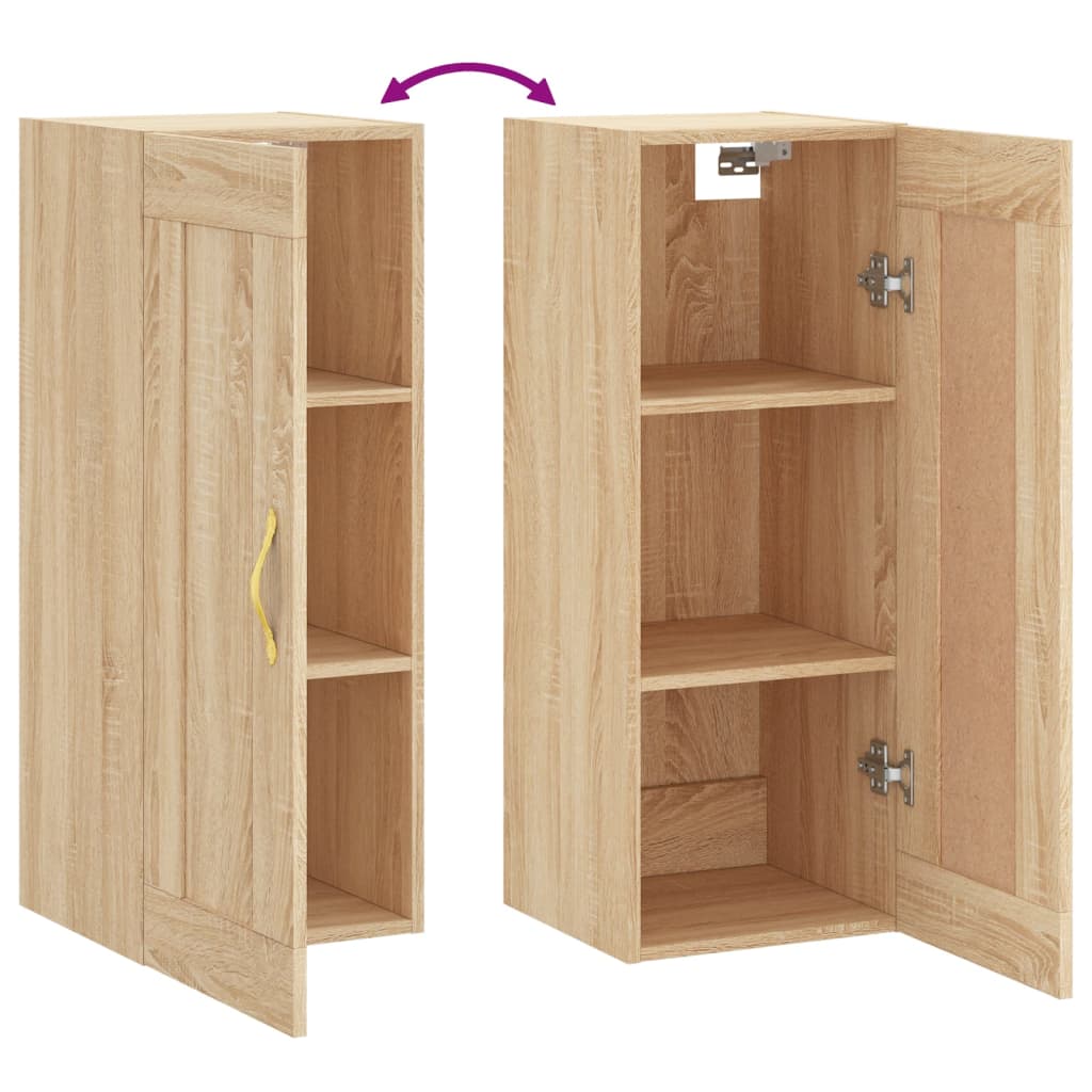 Veggmontert skap sonoma eik 34,5x34x90 cm konstruert tre
