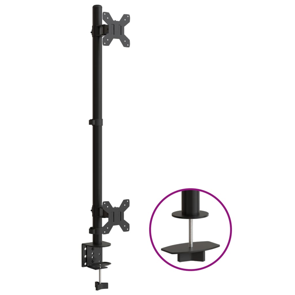 Dobbelt skjermstativ svart stål VESA 75/100 mm
