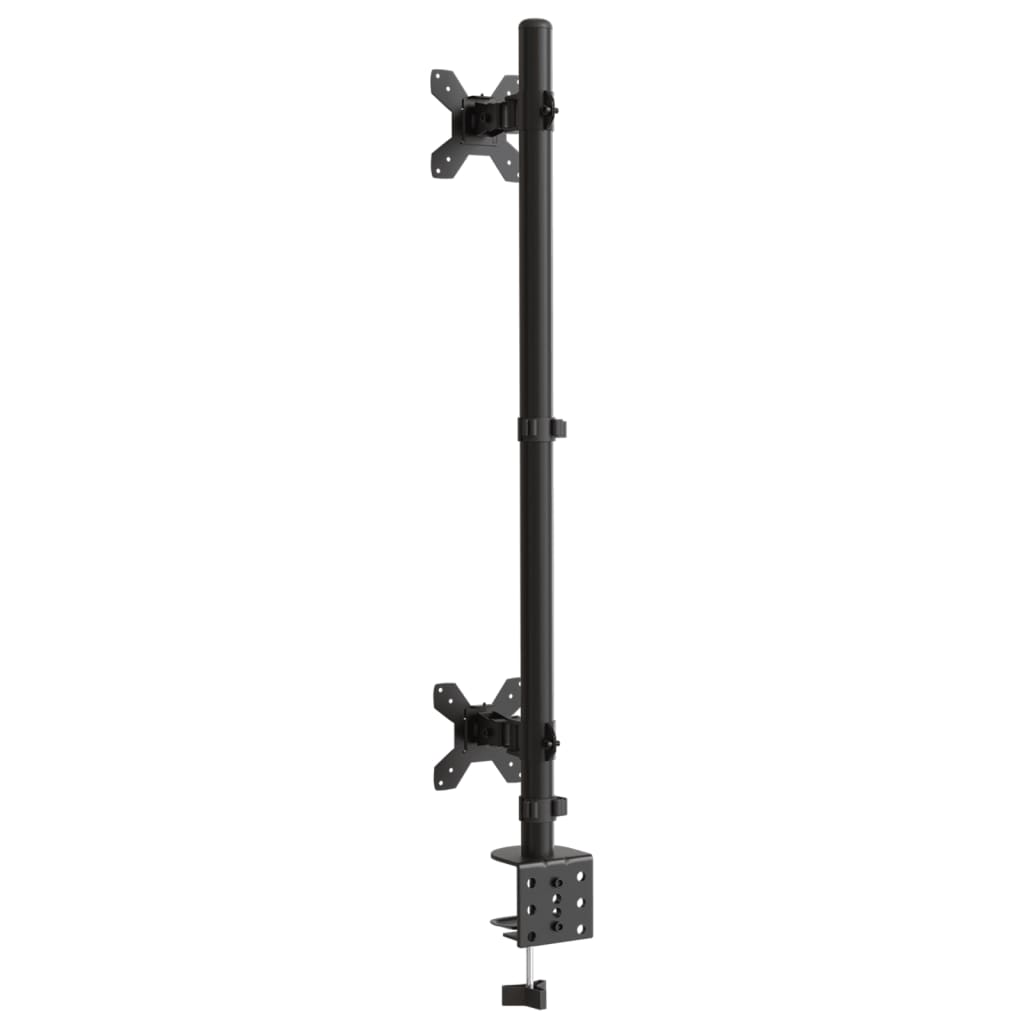 Dobbelt skjermstativ svart stål VESA 75/100 mm