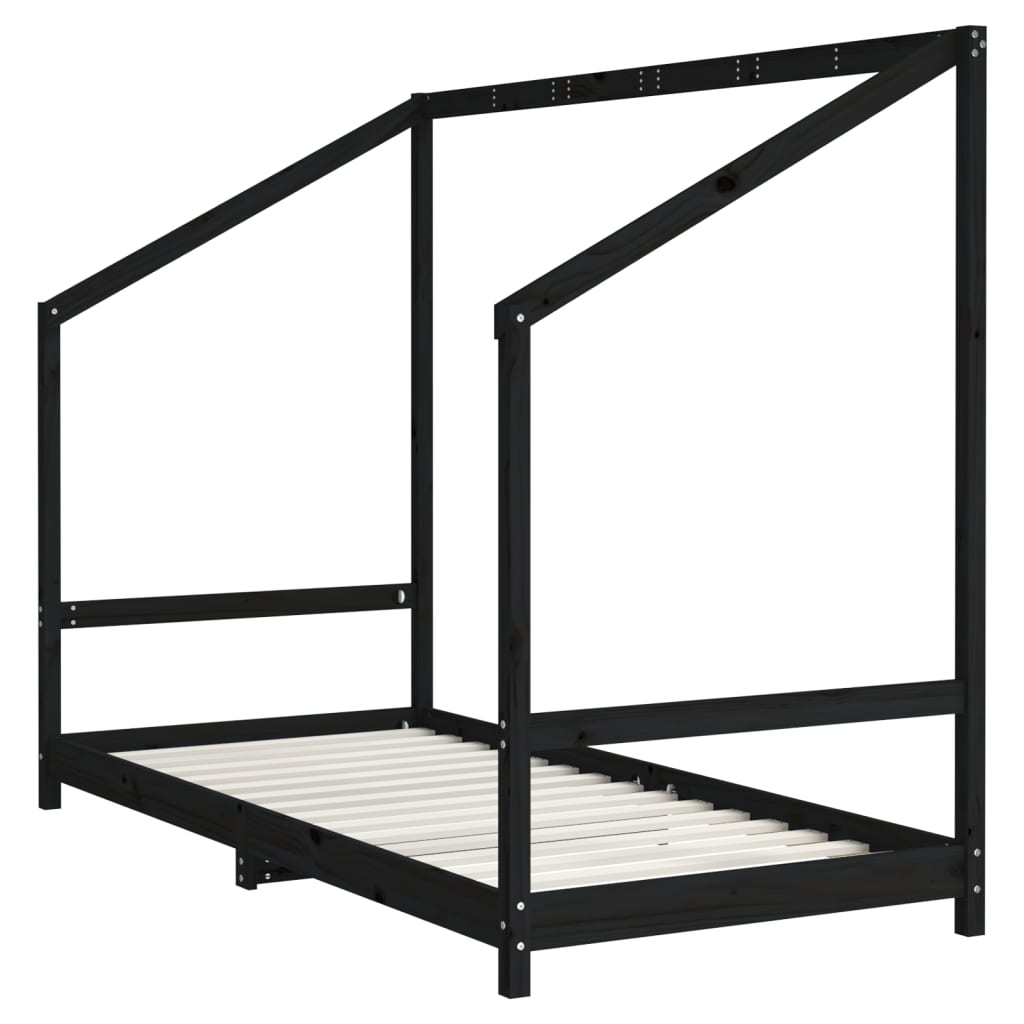 Barnesengeramme svart 2x(90x190) cm heltre furu