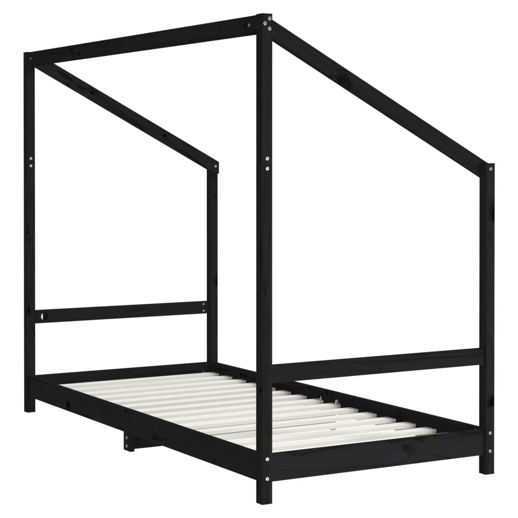 Barnesengeramme svart 2x(90x190) cm heltre furu