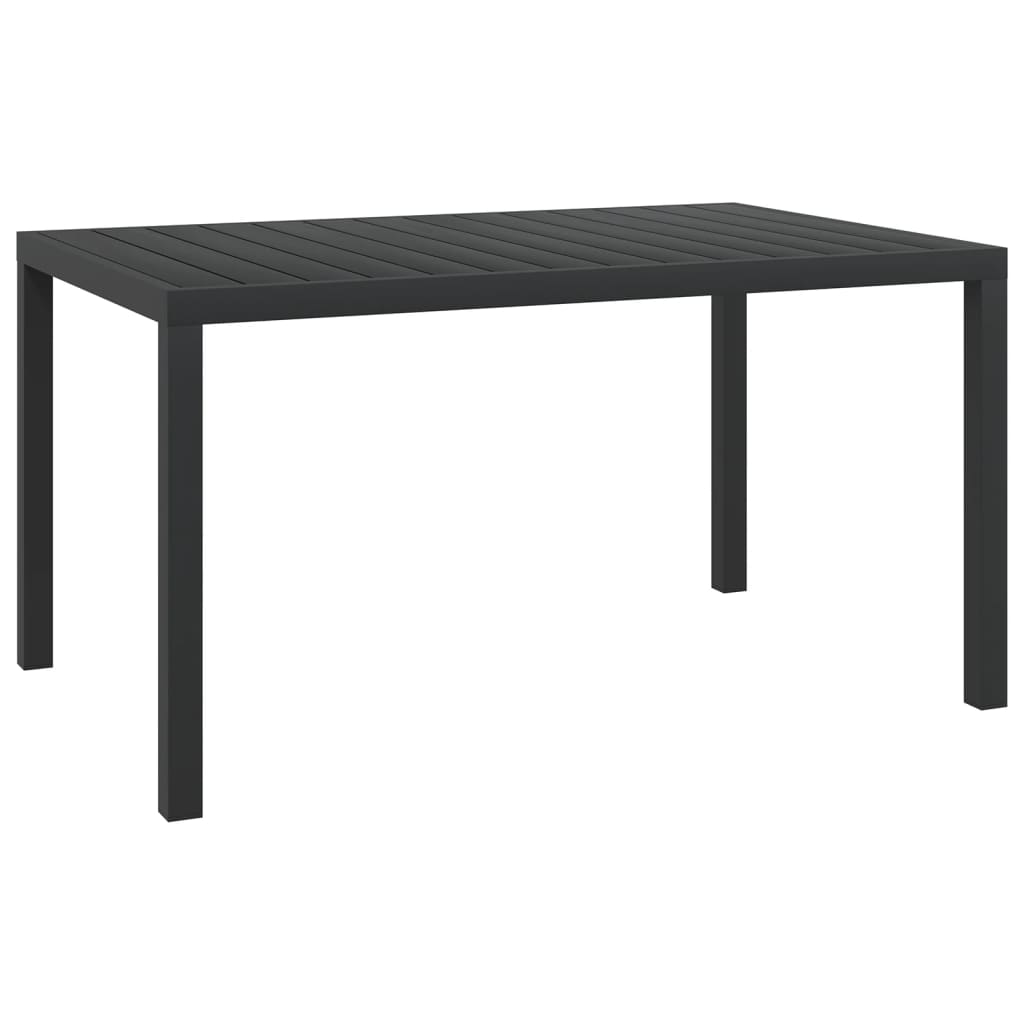 Utendørs spisestue 7 deler svart aluminium