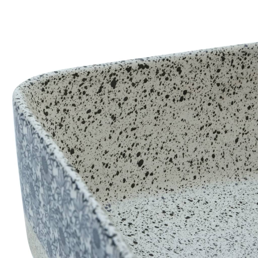 Benkeservant grå og blå rektangulær 46x35,5x13 cm keramikk