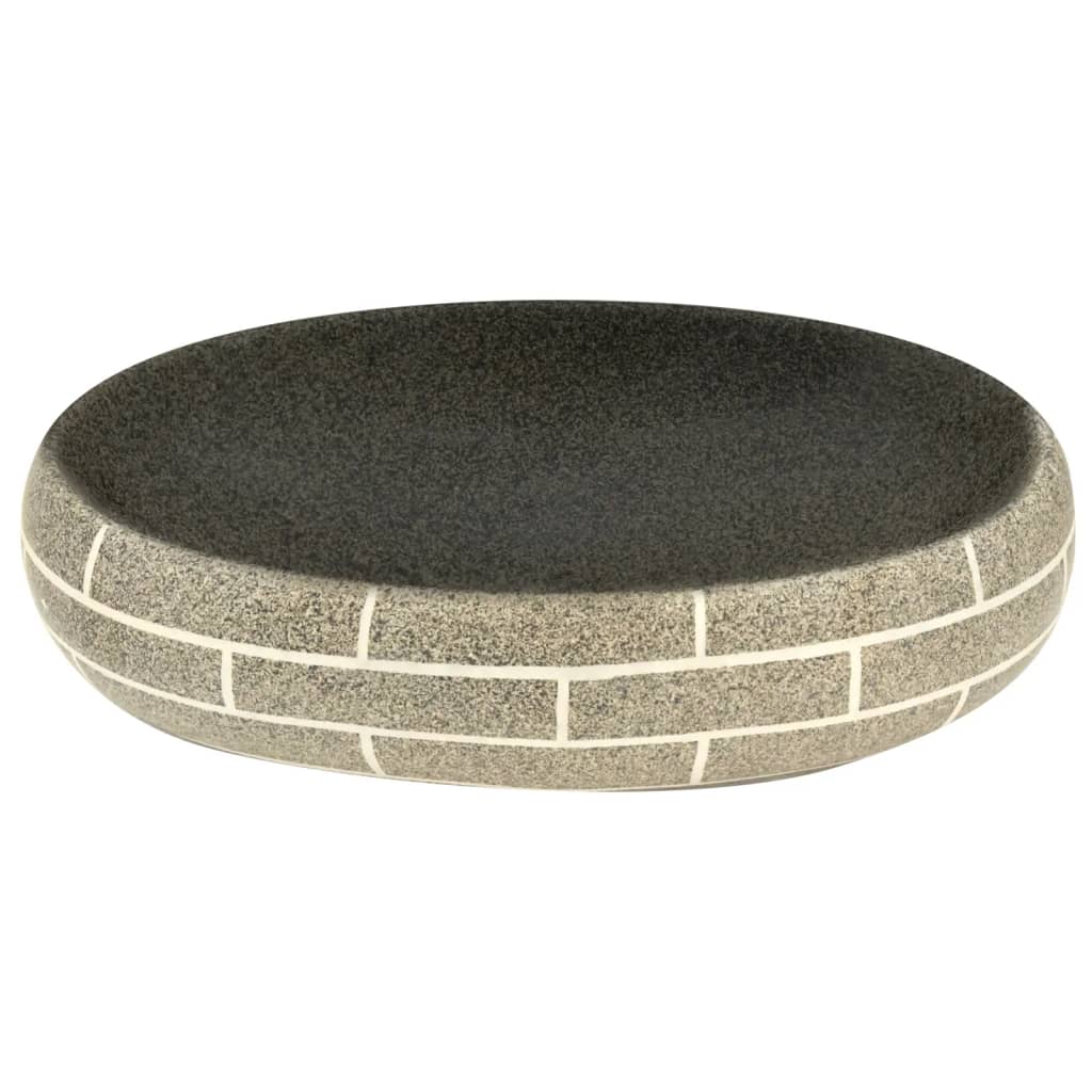 Benkeservant flerfarget oval 59x40x15 cm keramikk