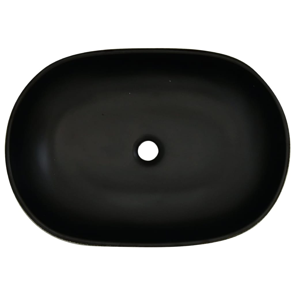 Benkeservant svart oval 59x40x14 cm keramikk