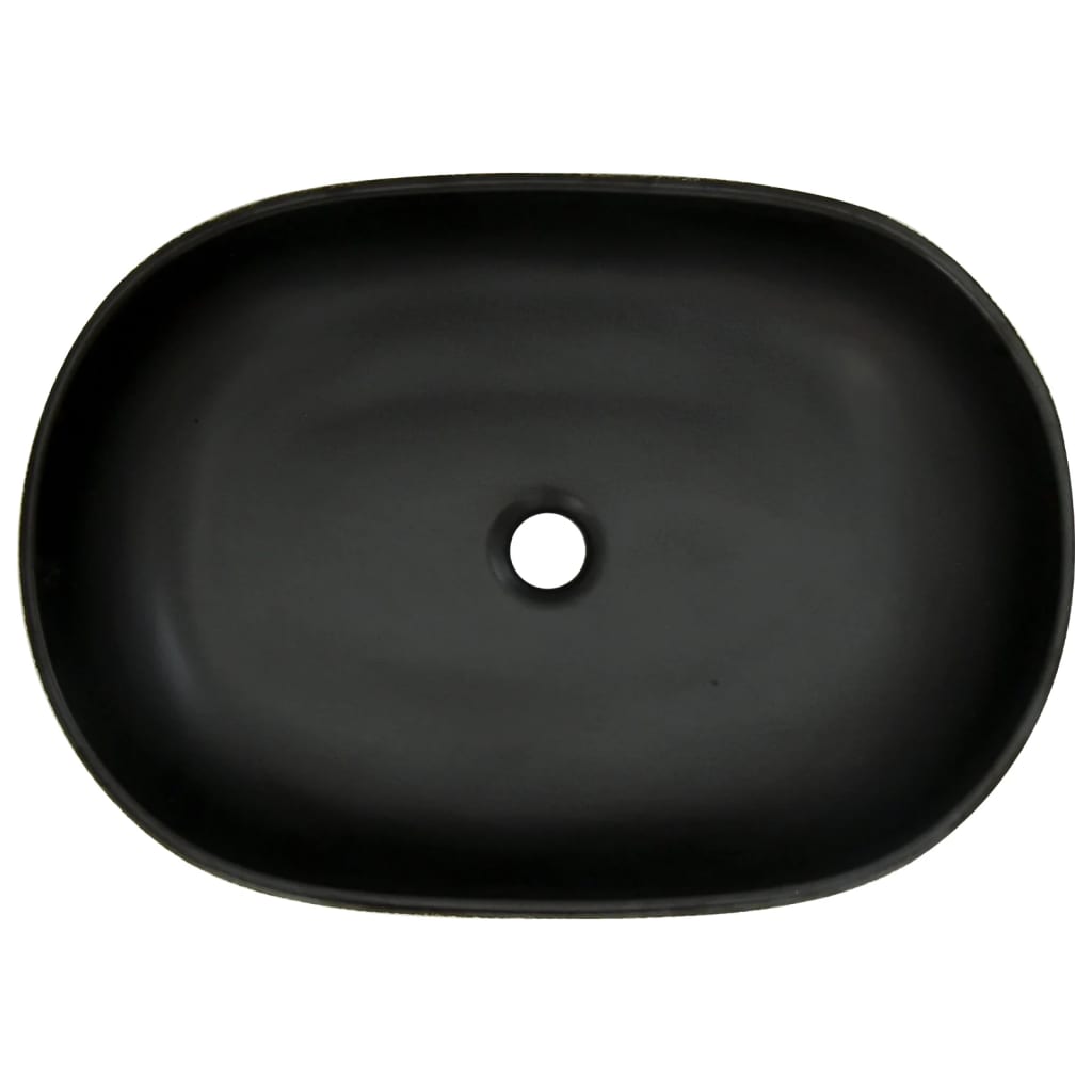 Benkeservant grå og svart oval 59x40x14 cm keramikk
