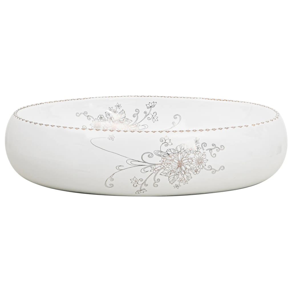 Benkeservant hvit oval 59x40x15 cm keramikk