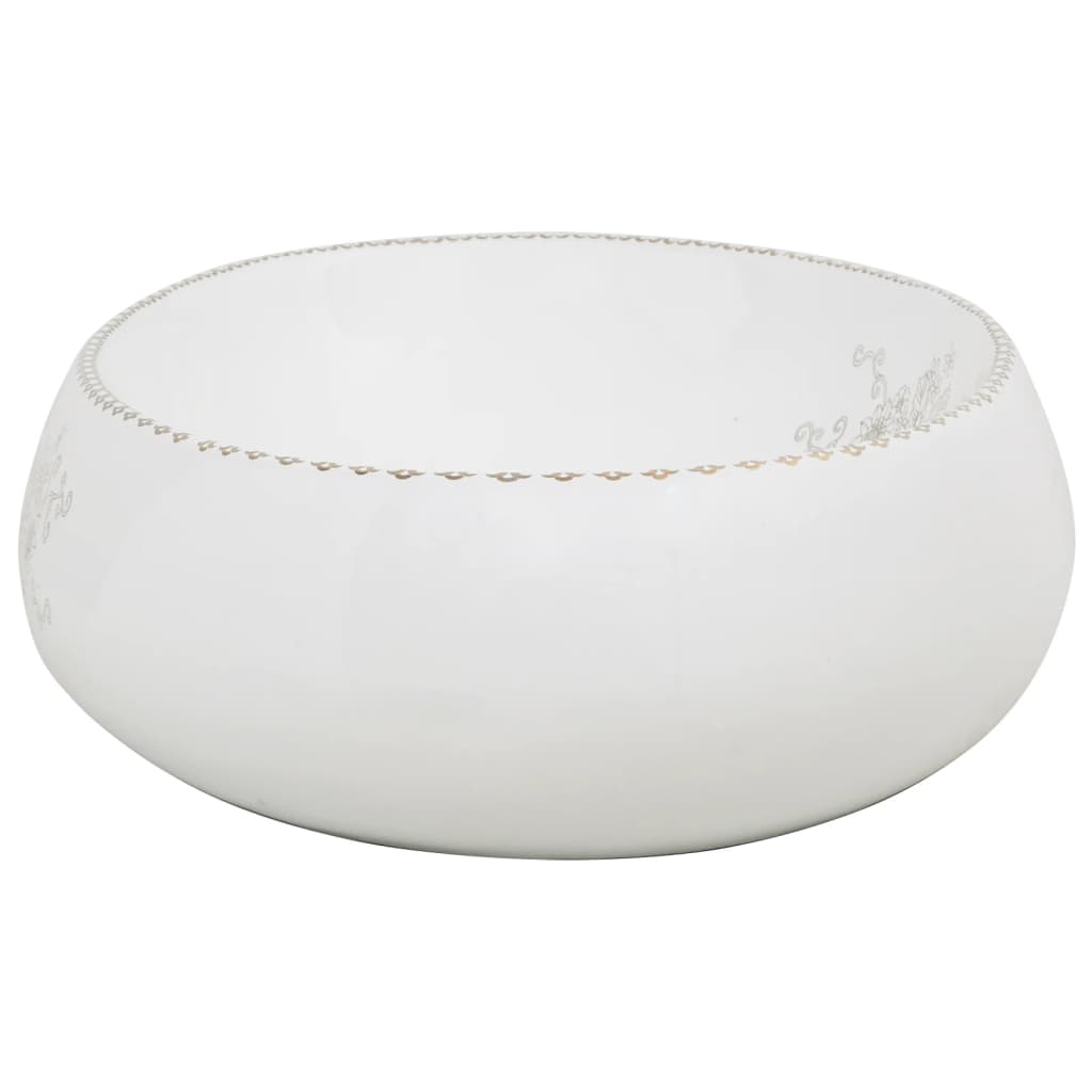 Benkeservant hvit oval 59x40x15 cm keramikk