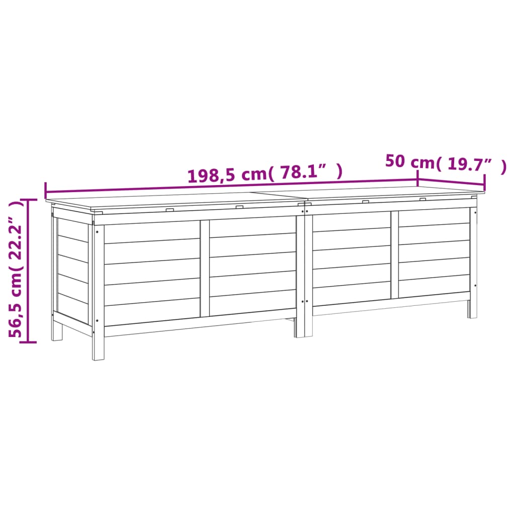 Putekasse antrasitt 198,5x50x56,5 cm heltre gran