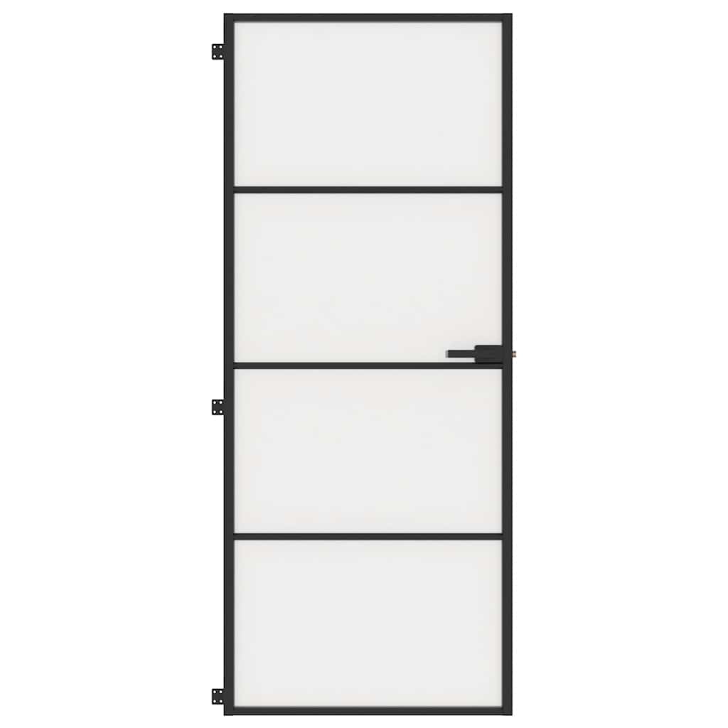 Innerdør slank svart 83x201,5 cm herdet glass og aluminium