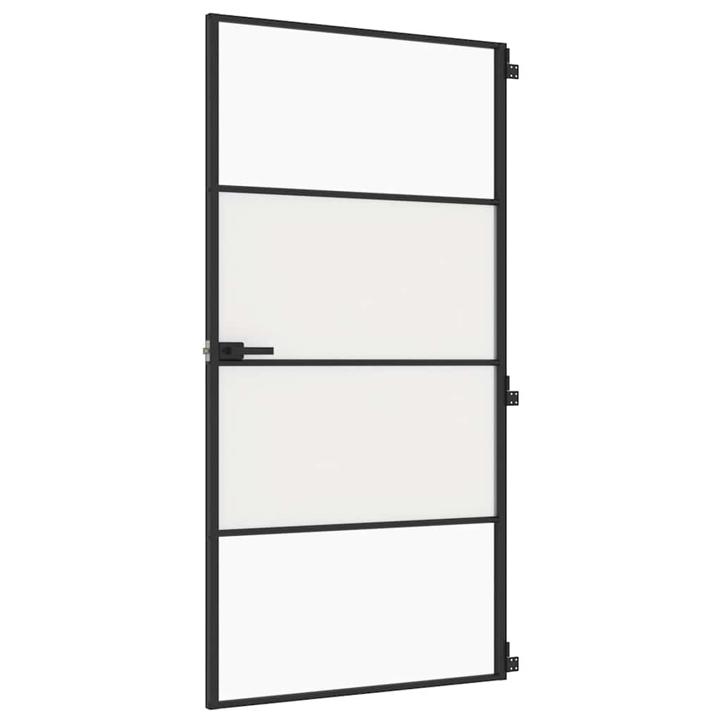 Innerdør slank svart 102,5x201,5 cm herdet glass og aluminium
