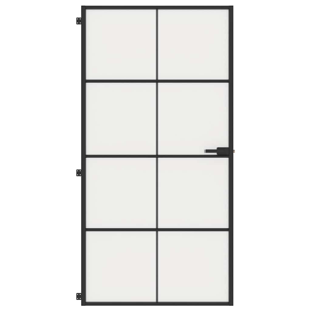 Innerdør slank svart 102,5x201,5 cm herdet glass og aluminium