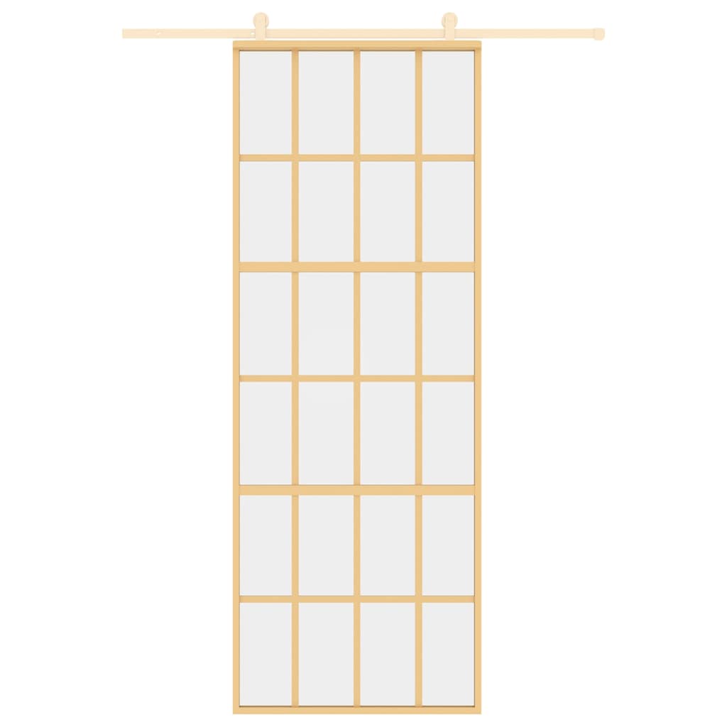 Skyvedør gull 76x205 cm gjennomsiktig ESG glass og aluminium