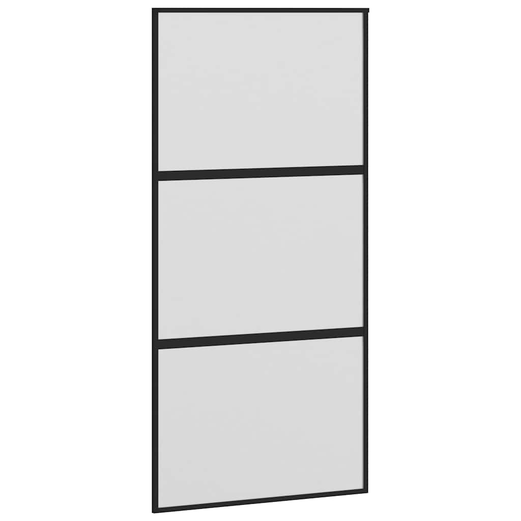 Skyvedør svart 102,5x205 cm herdet glass og aluminium