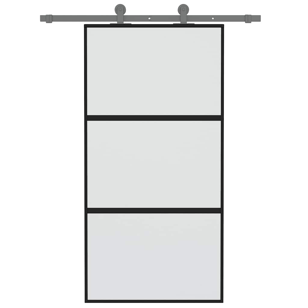 Skyvedør svart 102,5x205 cm herdet glass og aluminium