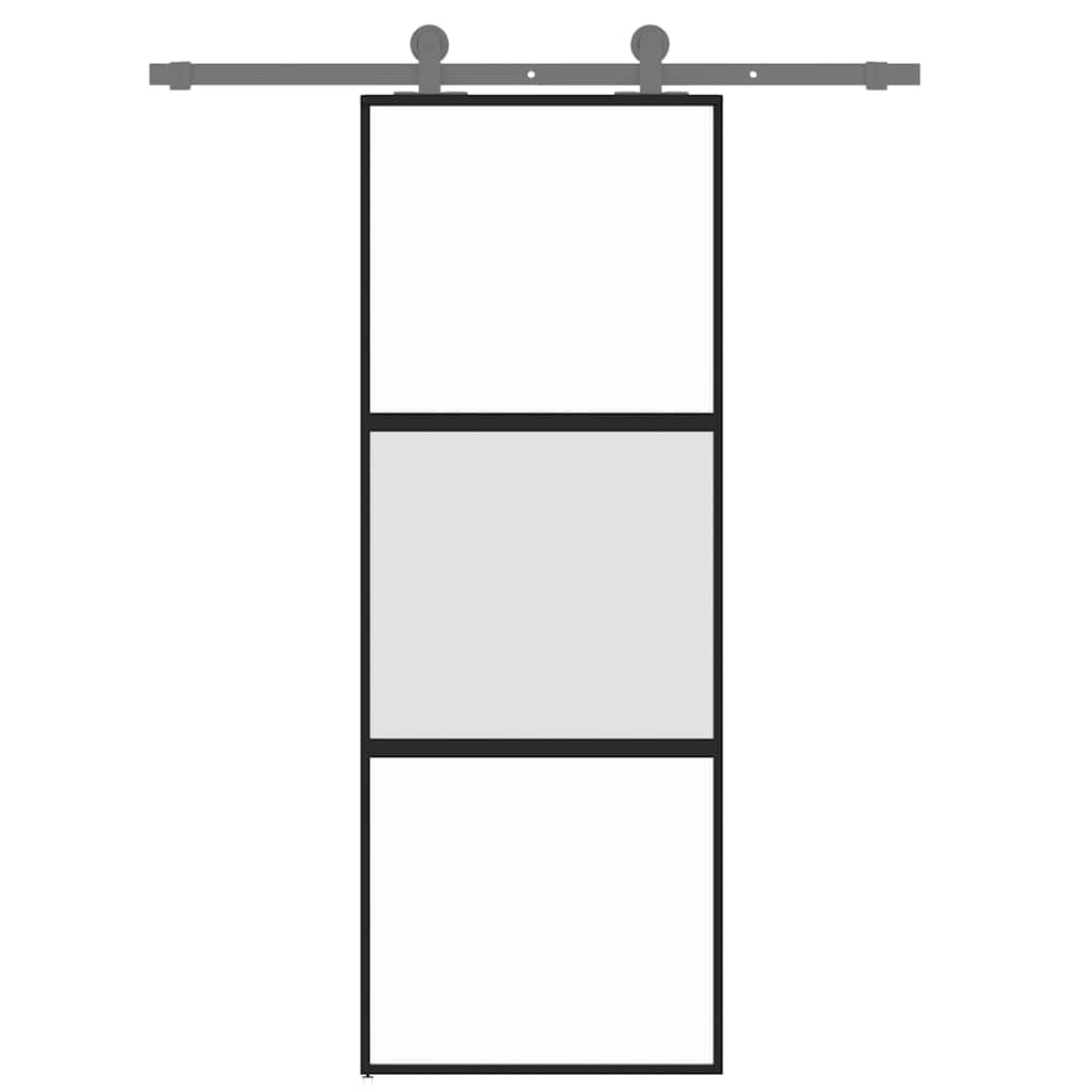 Skyvedør svart 76x205 cm herdet glass og aluminium