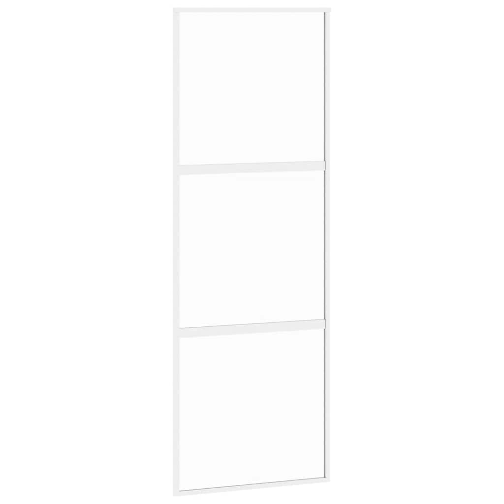 Skyvedør hvit 76x205 cm herdet glass og aluminium