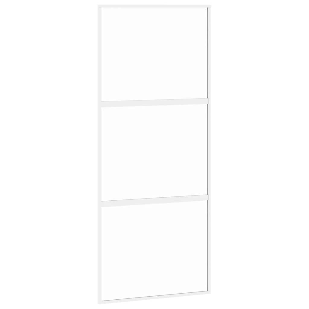 Skyvedør hvit 90x205 cm herdet glass og aluminium