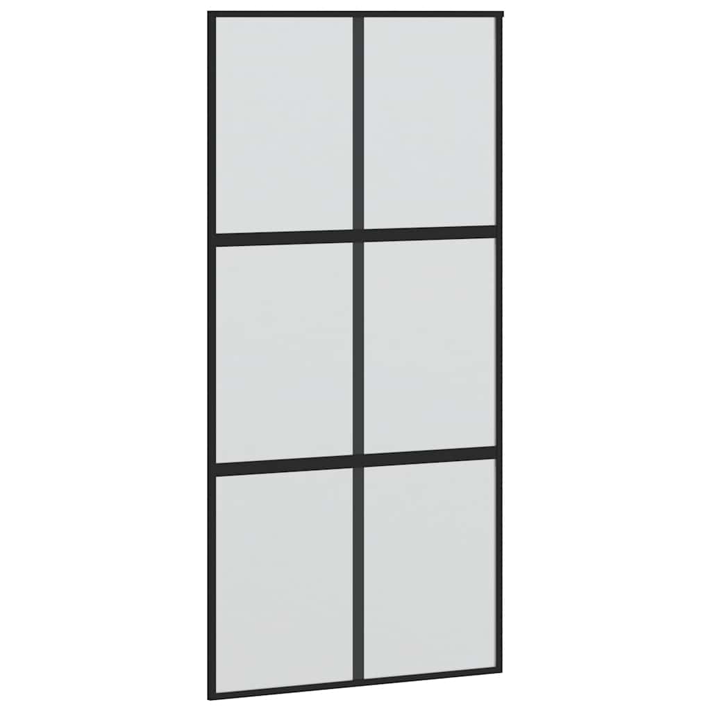 Skyvedør svart 102,5x205 cm herdet glass og aluminium