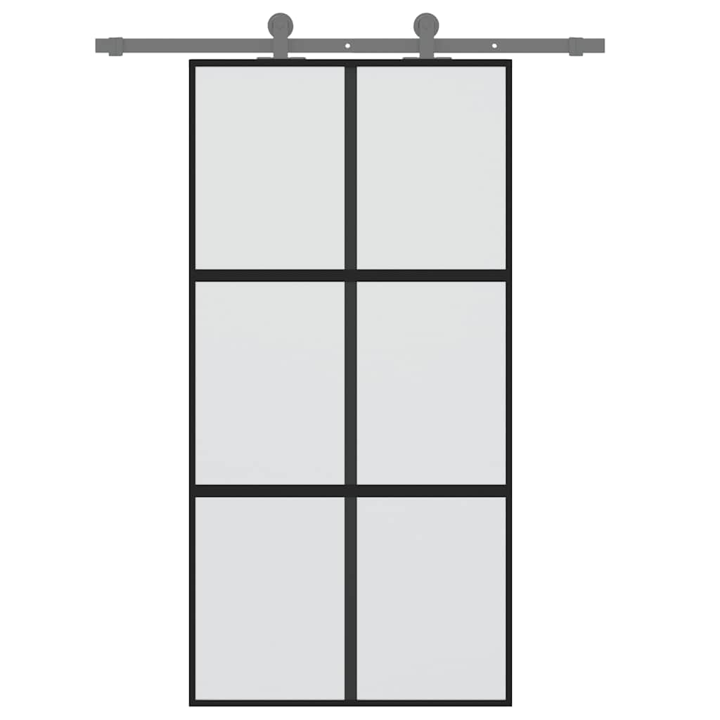 Skyvedør svart 102,5x205 cm herdet glass og aluminium