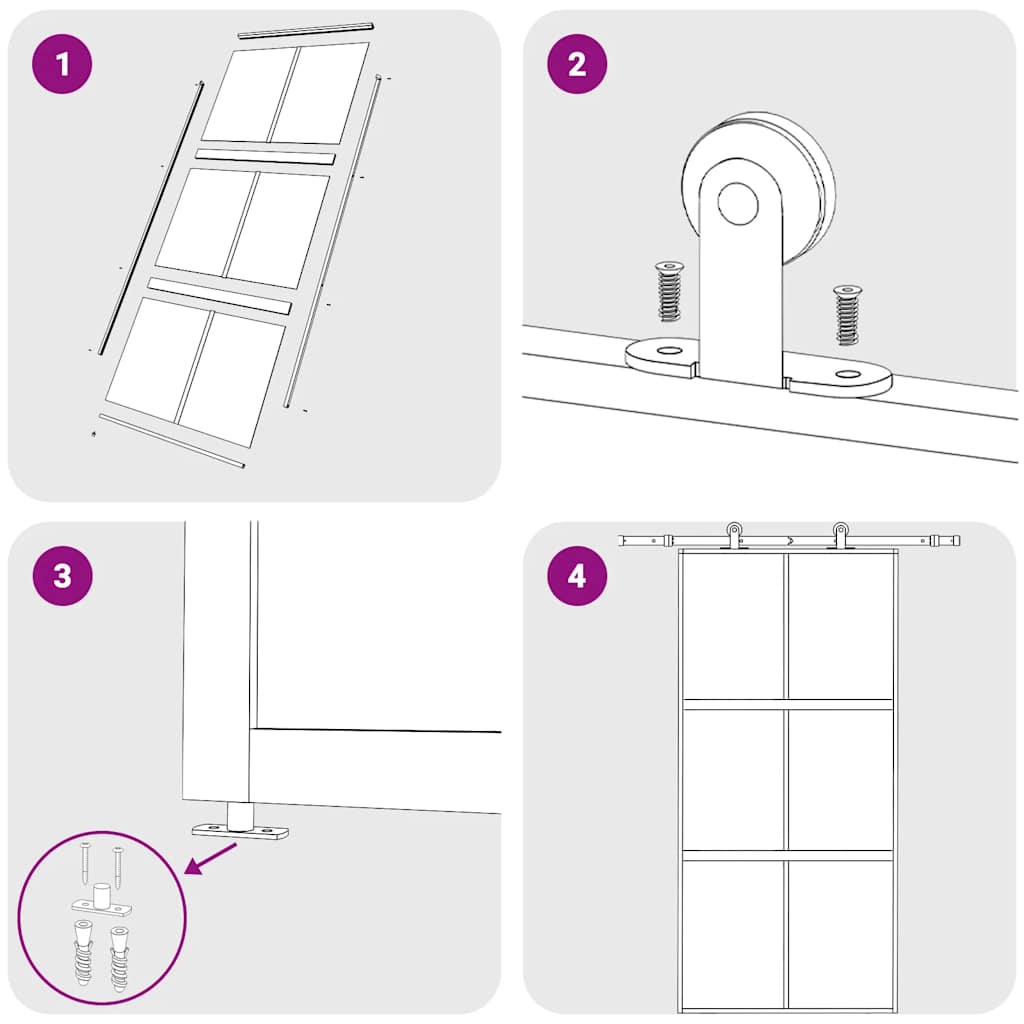 Skyvedør svart 102,5x205 cm herdet glass og aluminium